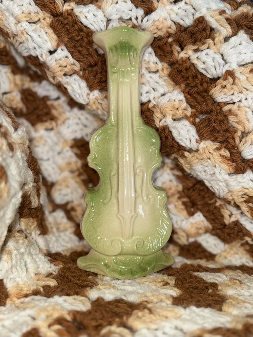 Green Ombre Ceramic Violin Vase